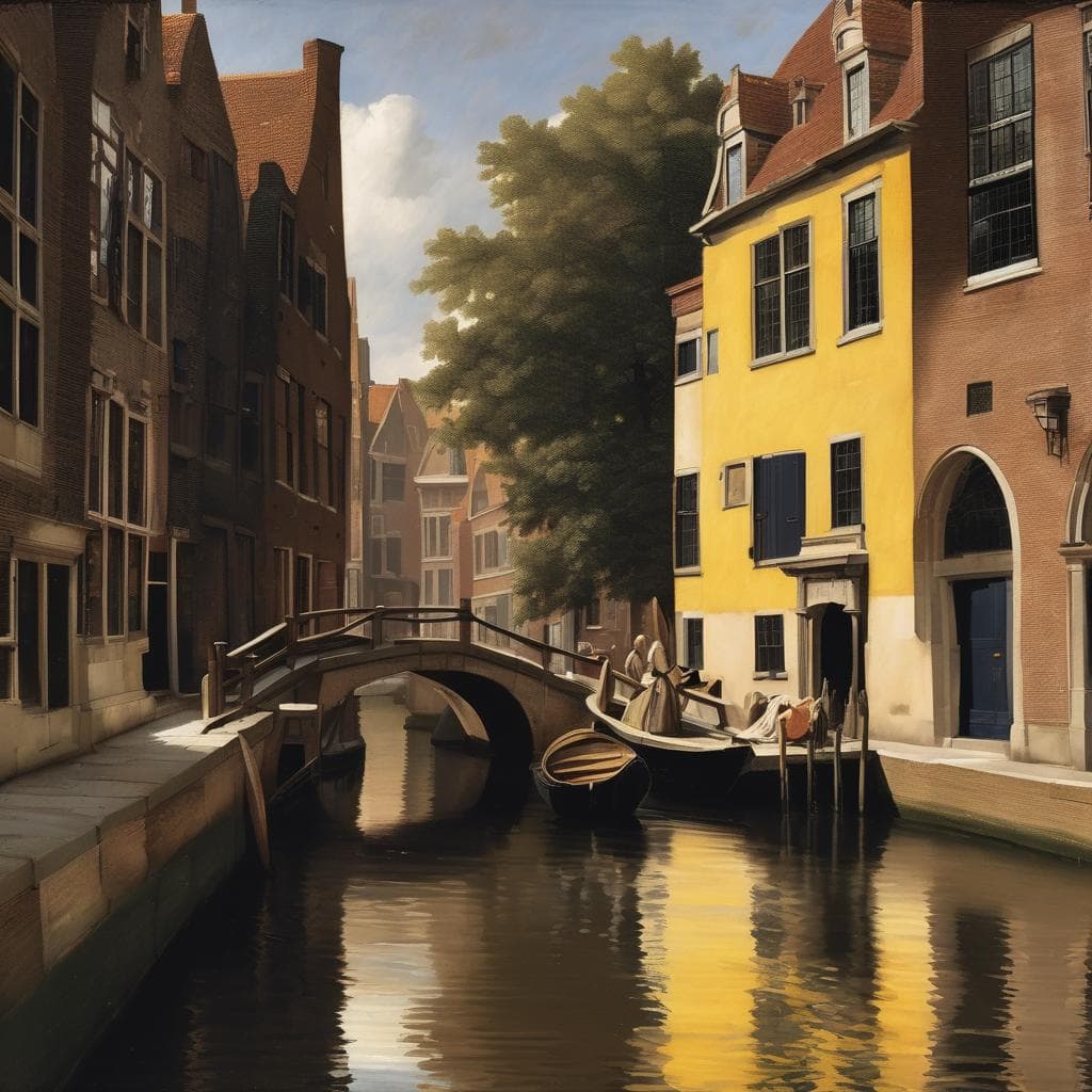 Μπλε καγιάκ καραβόπανο στην ήρεμη γέφυρα δίπλα σε πολύχρωμα κτίρια στην Αμβέρσα, Βέλγιο.